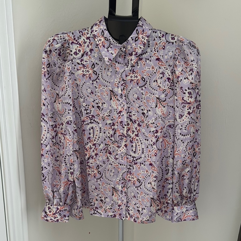 Ann Taylor NWOT Paisley Print Blouse in Purple and Pink MP